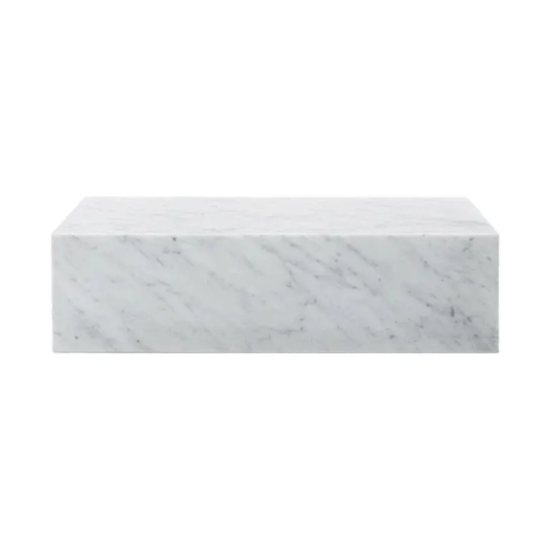 Cleo Minimalist Rectangular Carrara Marble Coffee Table