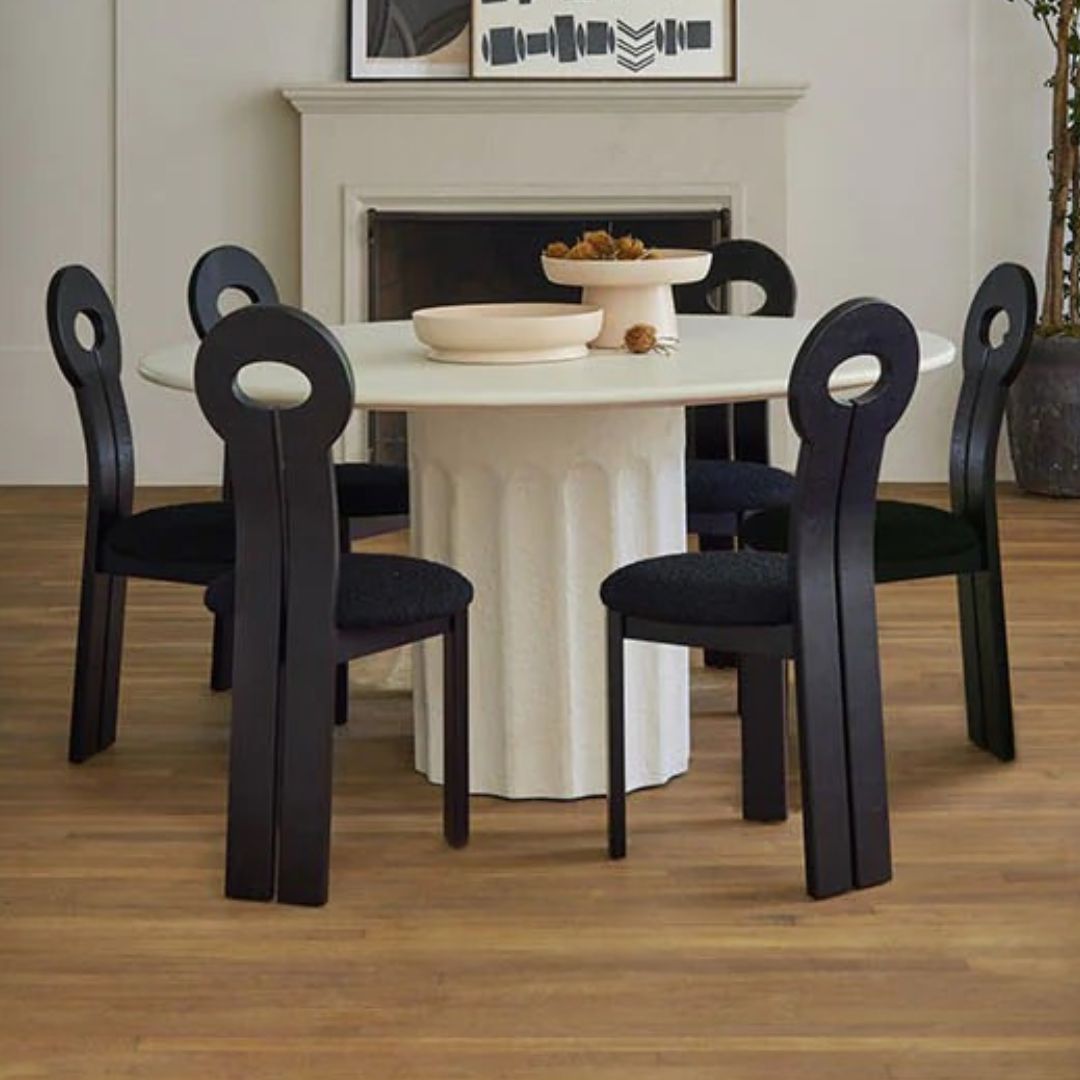 Black Swan Wooden Boucle Dining Chairs