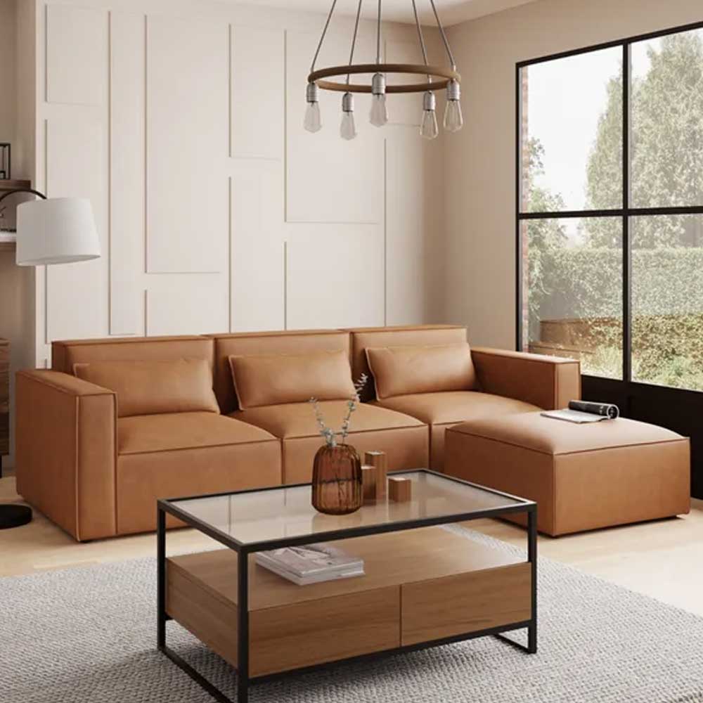 Theo Leather Sectional Sofa