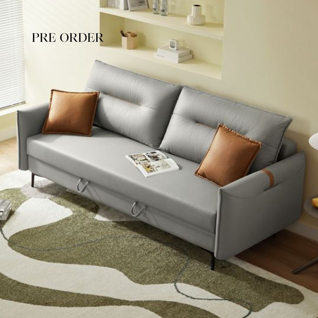 Rosario 3 Seat Sofa Bed - Grey and Green