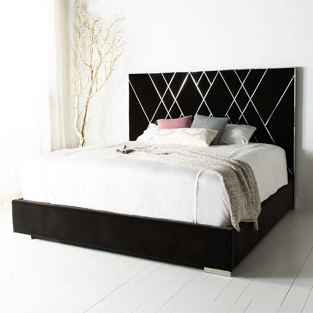 Sable Velvet Upholstered Bed