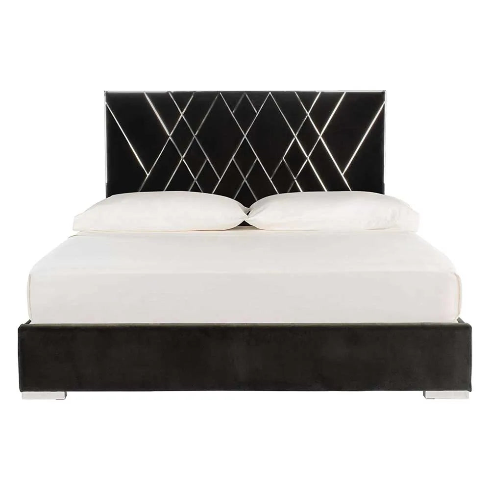 Sable Velvet Upholstered Bed