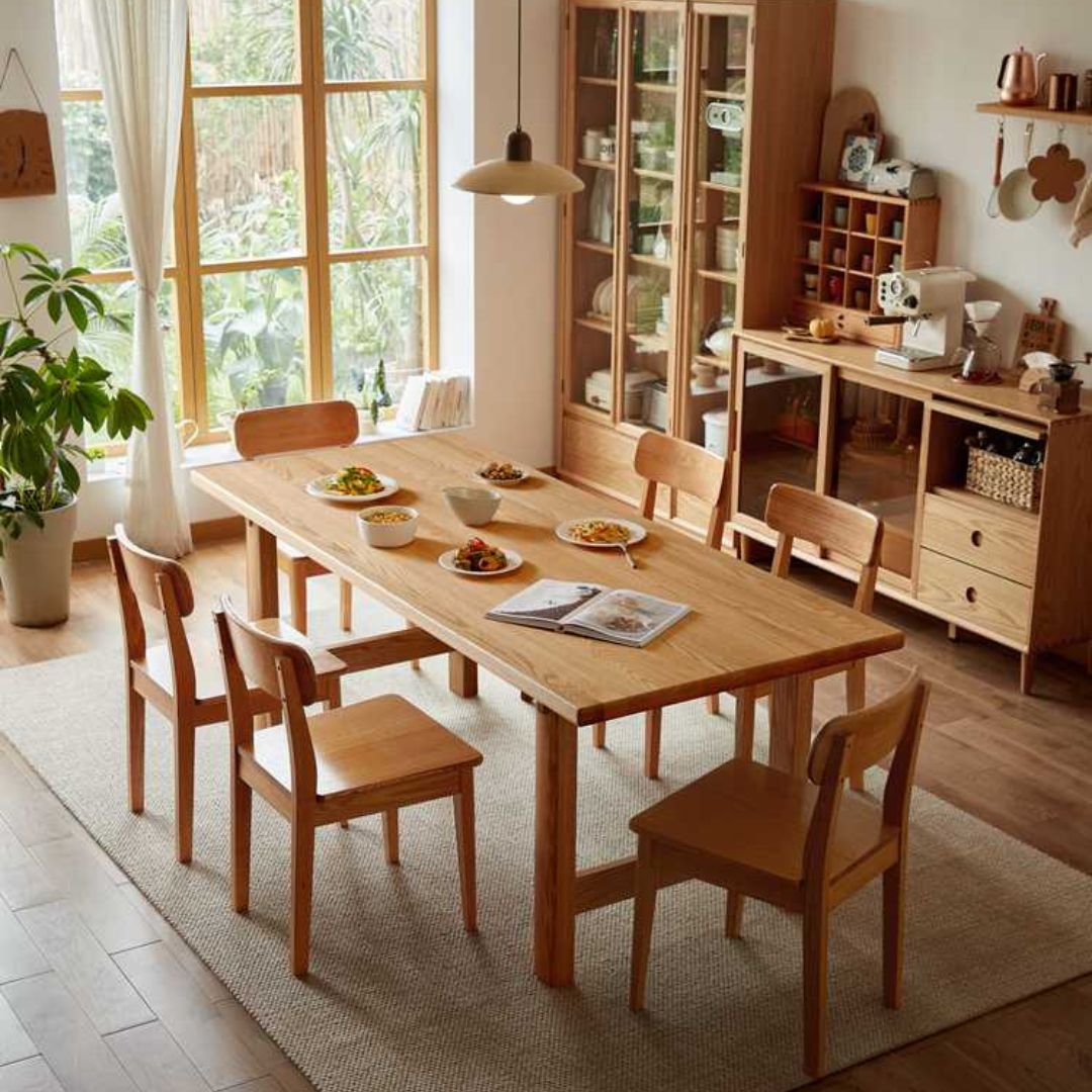 Kiara Red Oak Wooden Dining Set