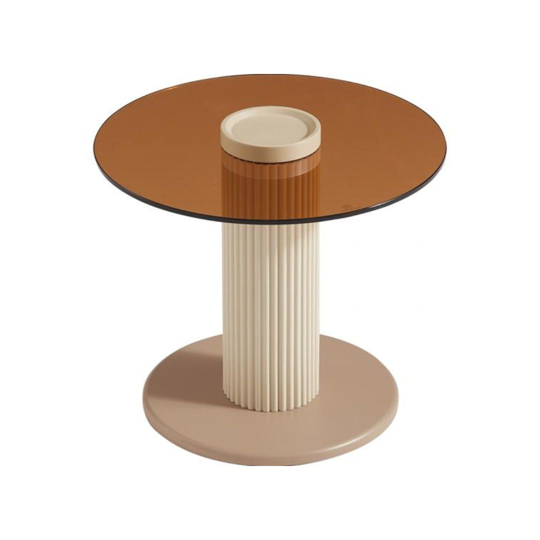 Milo Round Wooden Glass End Table