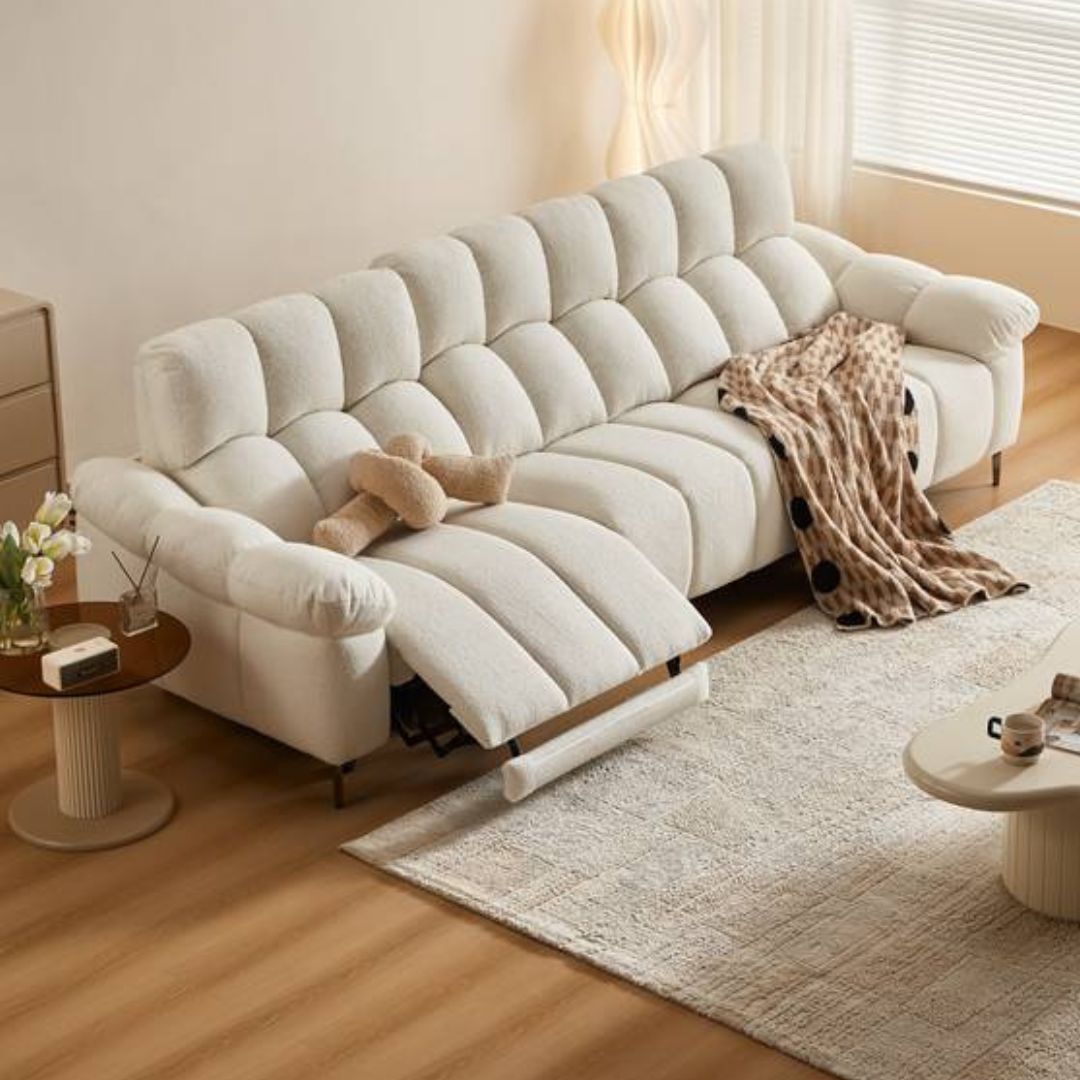 Russell Retractable 3 Seat Sofa - Velvet Teddy Fabric