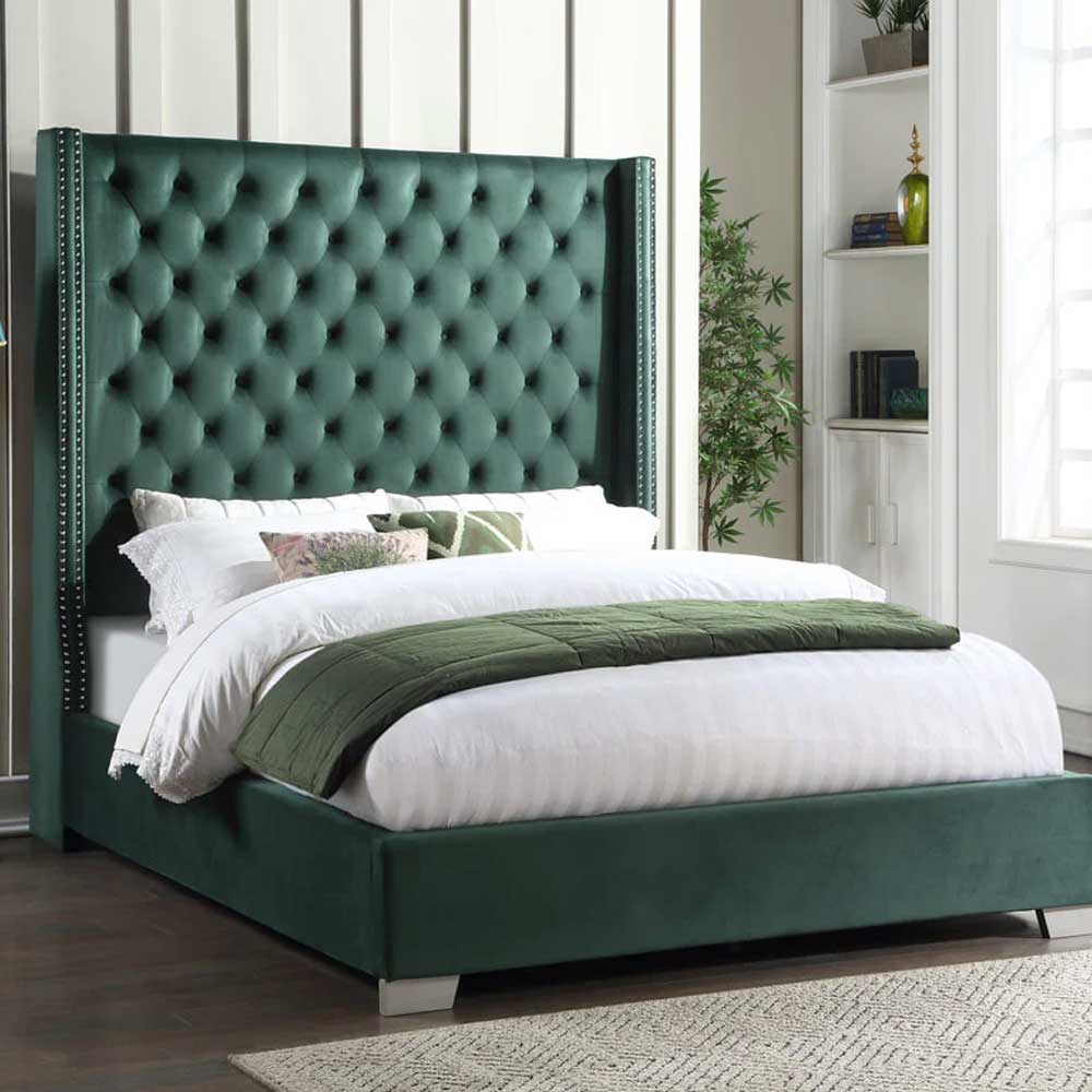 Sage Tufted Wall Panel Bed
