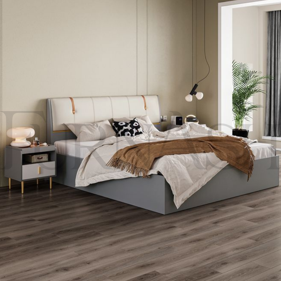 Samara Faux Leather Hydraulic Bed With Storage
