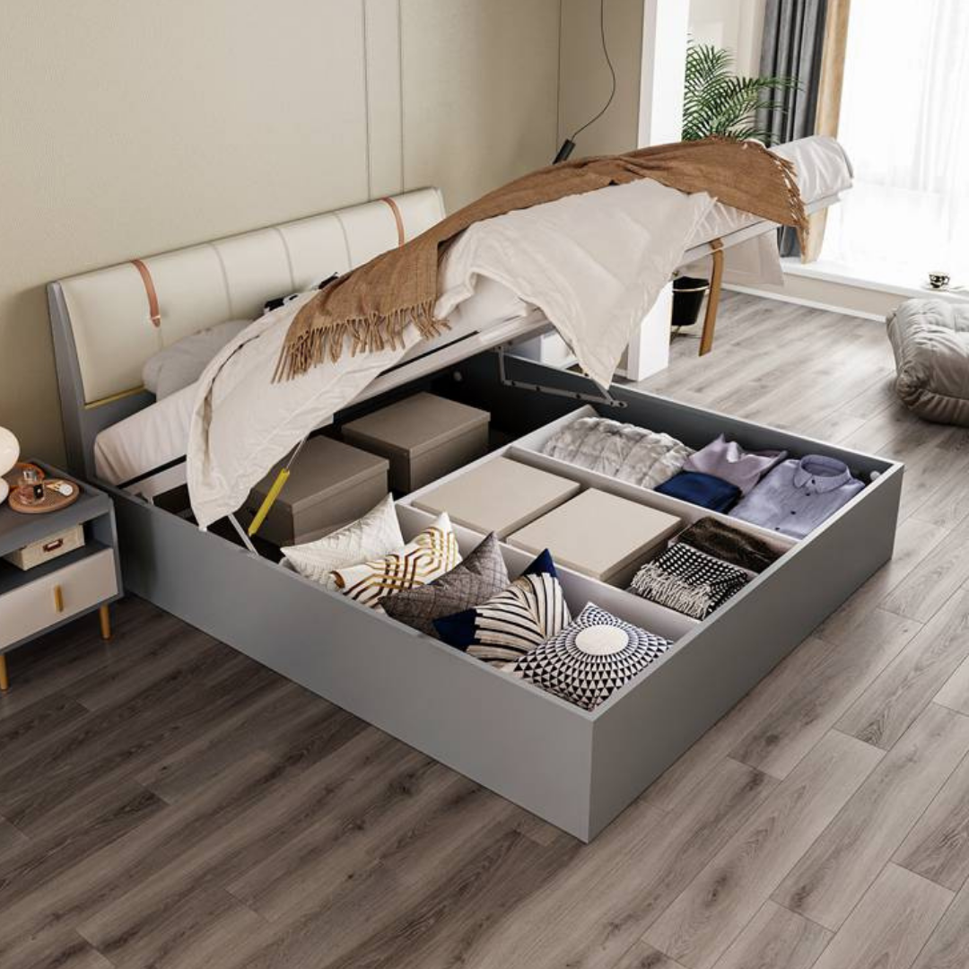 Samara Faux Leather Hydraulic Bed With Storage