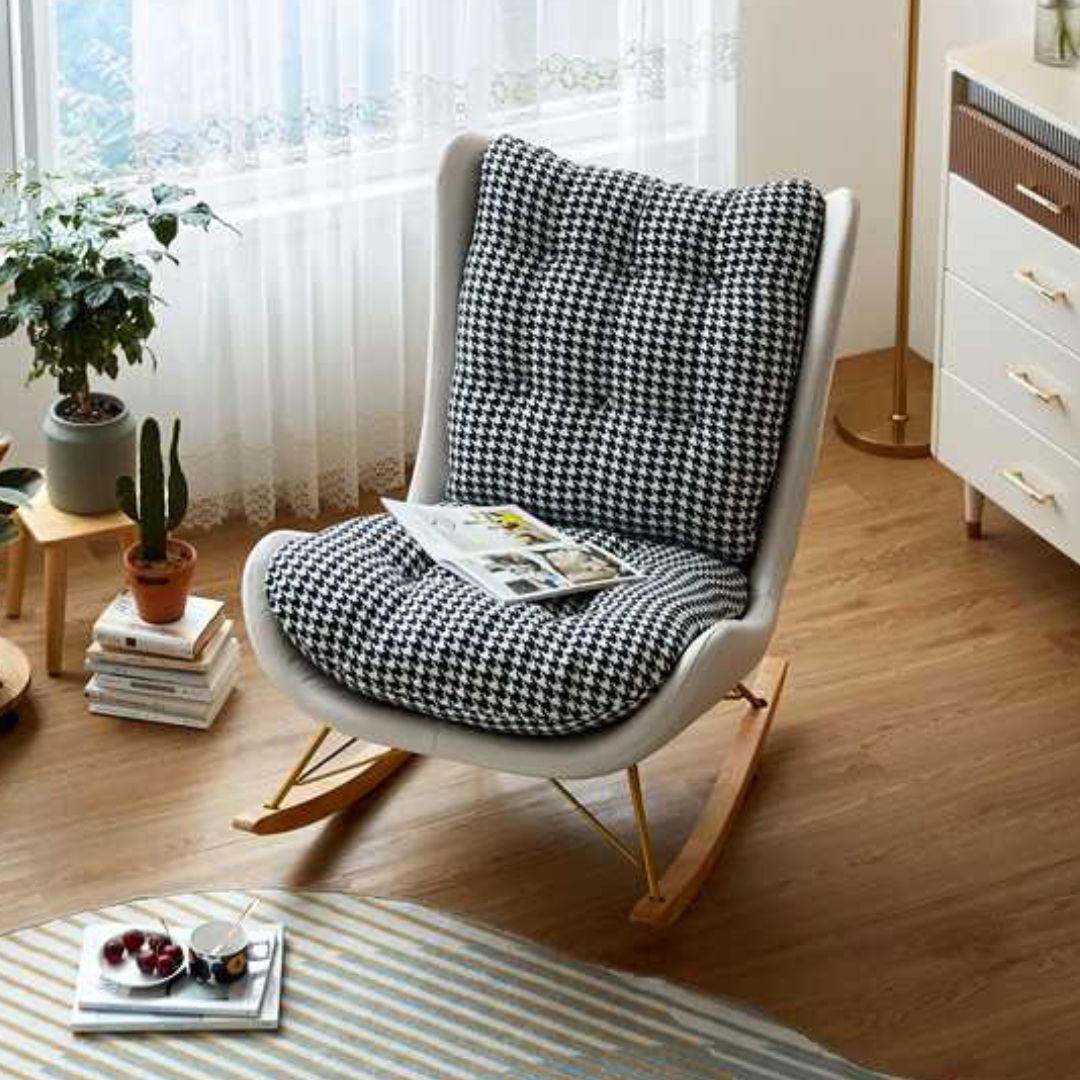 Dogtooth Faux Leather Goose Feather Rocker